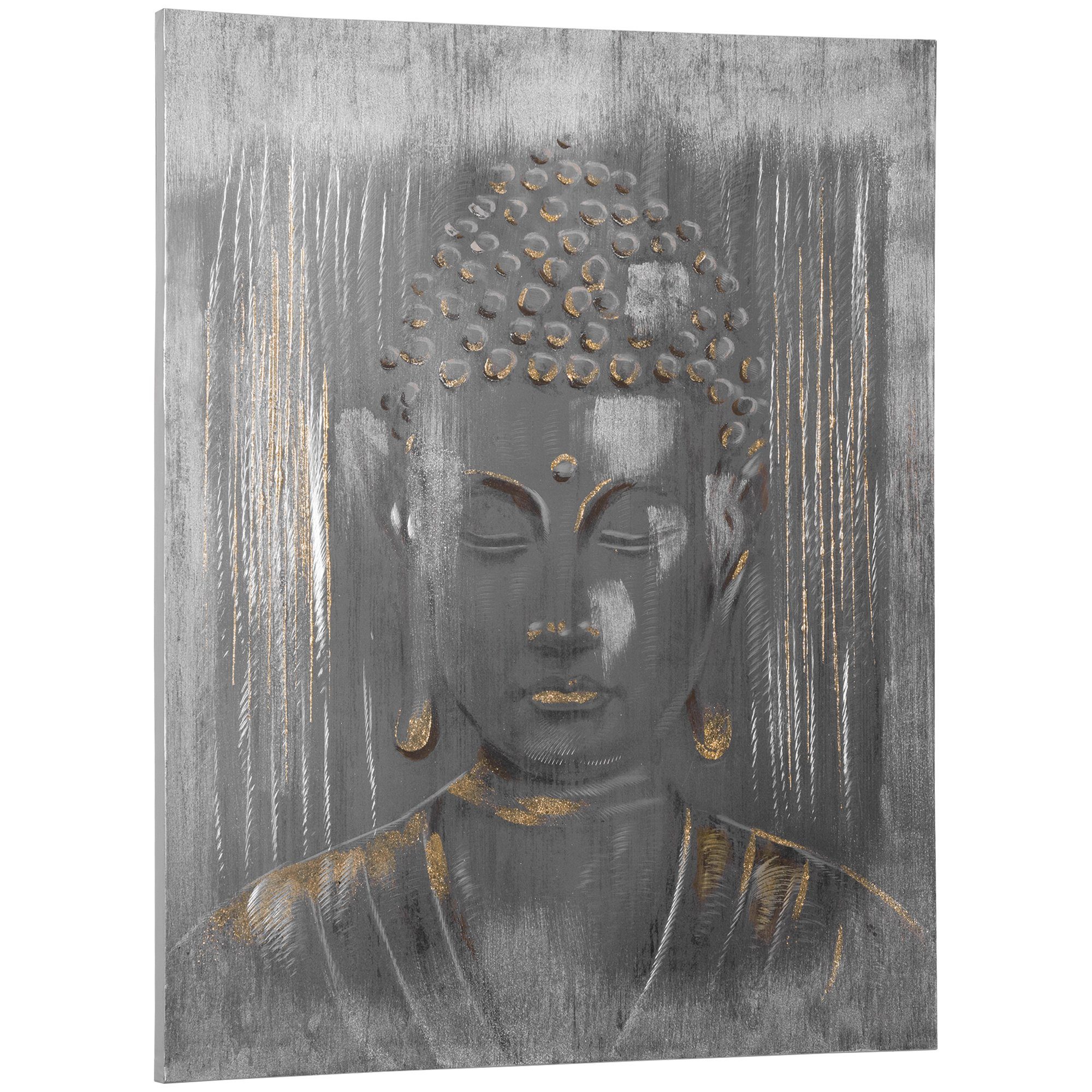 HOMCOM (Set, 80cm 1 Wandkunst, Höhe: Buddha Wandbild St),