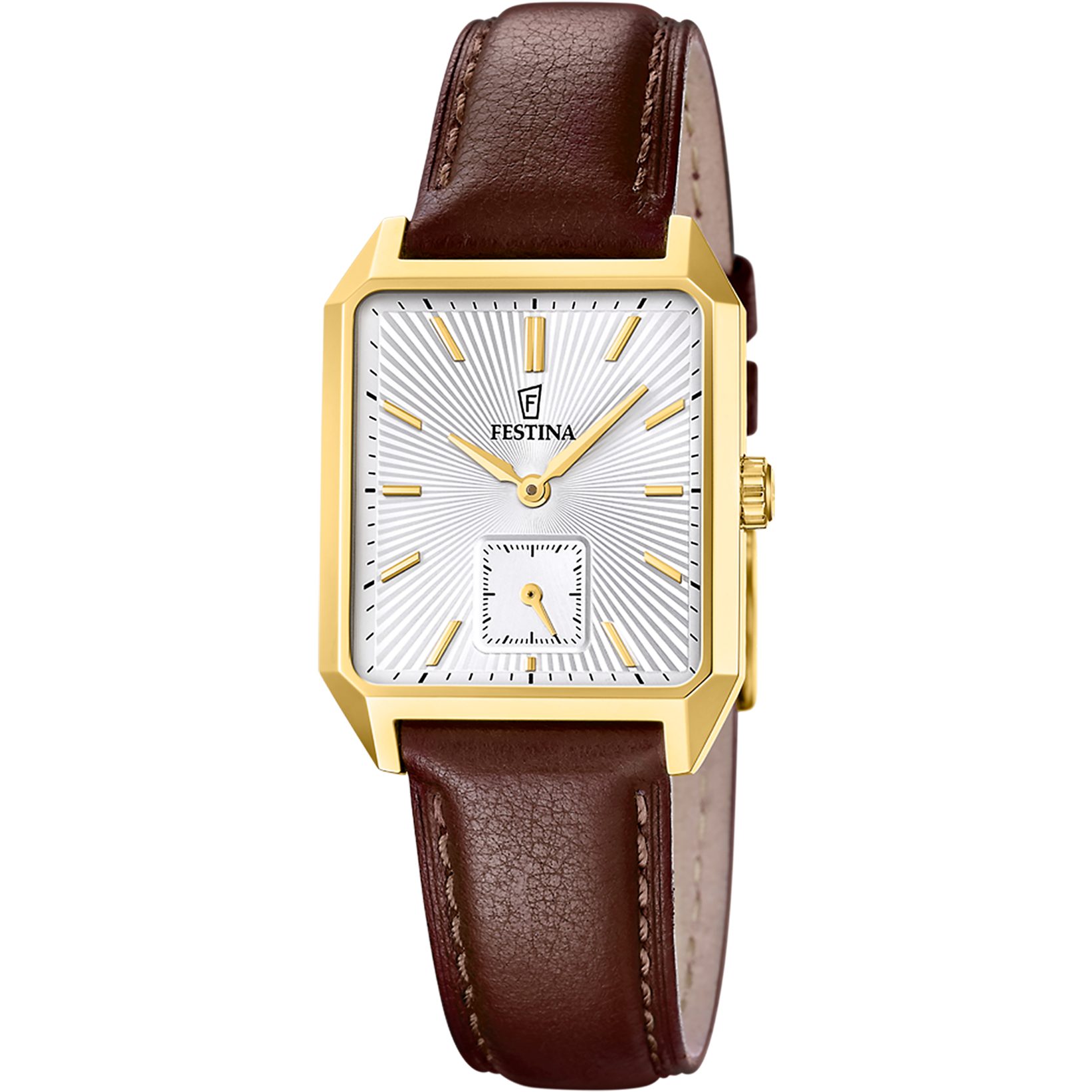 Festina Quarzuhr On the Square F20780_3, Armbanduhr, Damenuhr, Herrenuhr, Lederarmband, analog