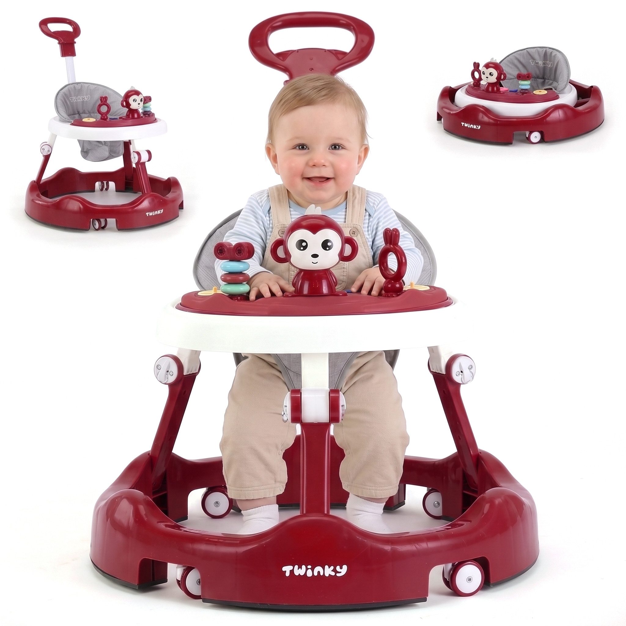 TWINKY Lauflernhilfe für Baby - Klappbarer Lauflernwagen mit Schiebegriff, (Bedienungsanleitung für Babywalker)