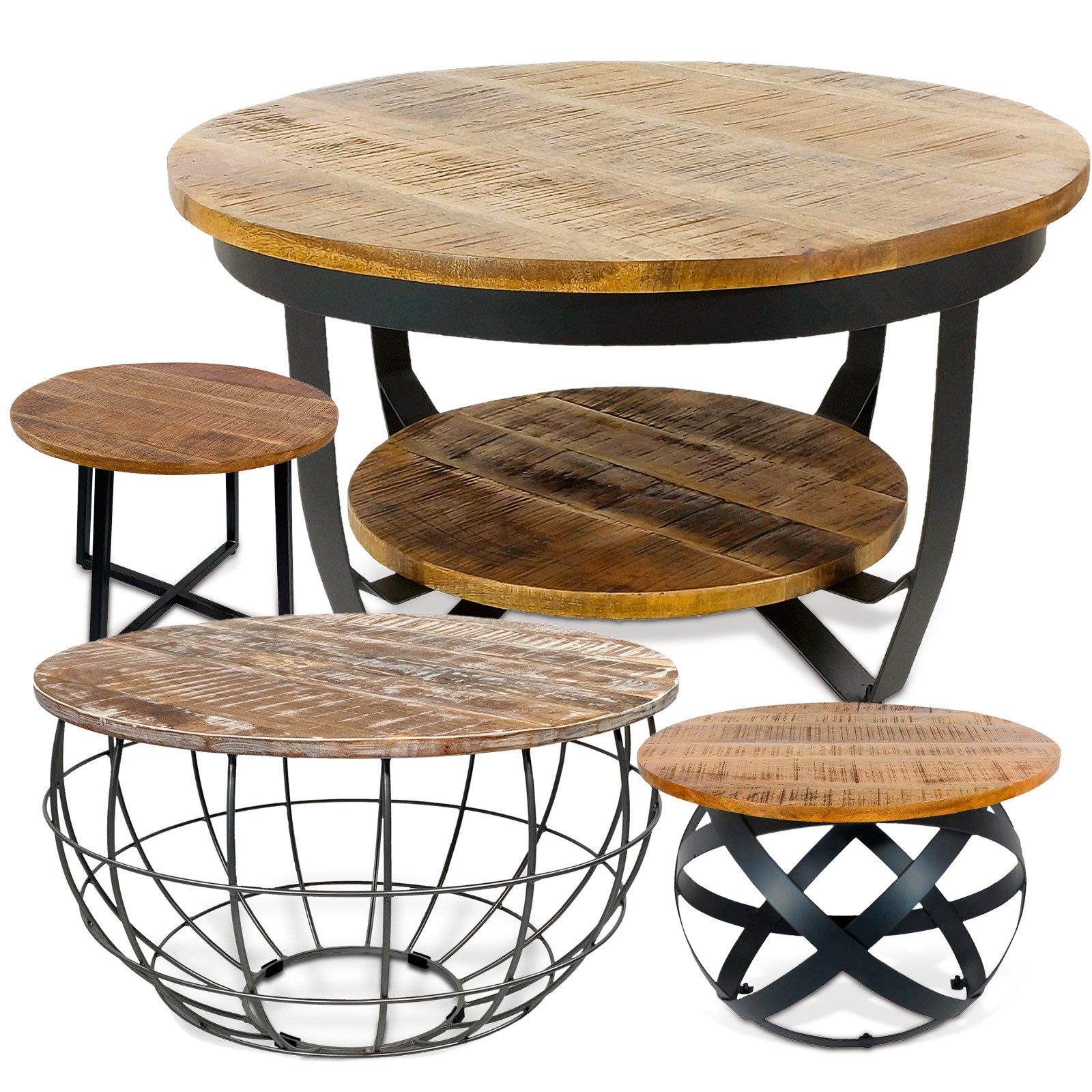 Beistelltisch Couchtisch rund ø55/60/65/75cm Beistelltisch Industrie Style Metall Ge