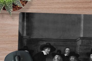 MuchoWow Gaming Mauspad Die Stahlmeister - Gemälde von Rembrandt van Rijn - schwarz-weiß (1-St), Mousepad mit Rutschfester Unterseite, Gaming, 40x40 cm, XXL, Großes