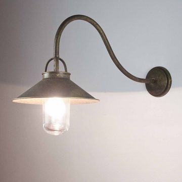 Licht-Erlebnisse Außen-Wandleuchte GIADA, ohne Leuchtmittel, Wandlampe Außen echtes Messing Glas Premiumqualität Handarbeit E27