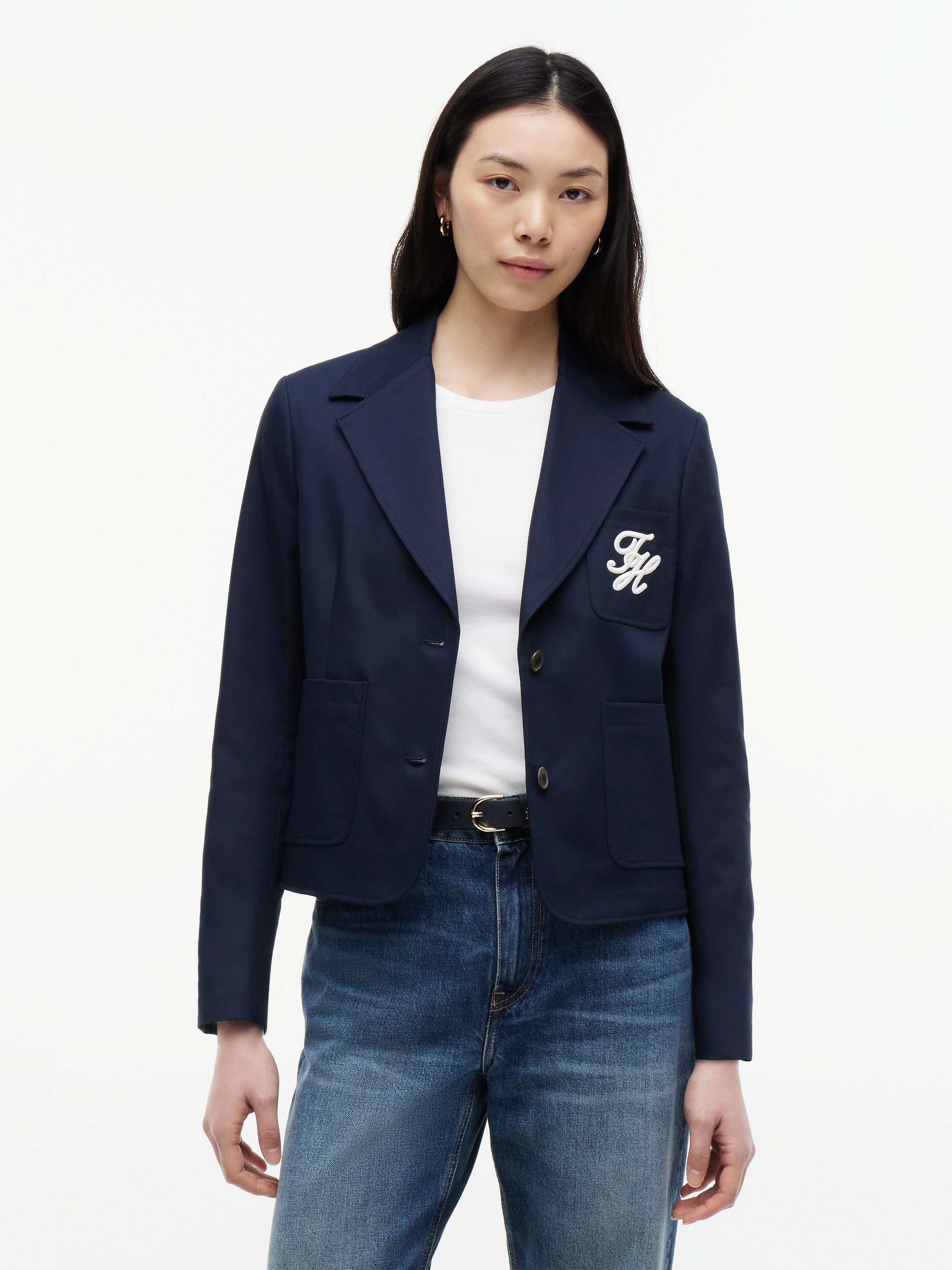 Tommy Hilfiger Kurzblazer CHINO DRESSING COTTON BLAZER aus reiner Baumwolle, mit Reverskragen