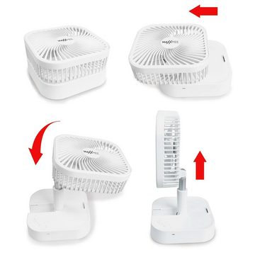 MAXXMEE Akku-Standventilator Tragbarer Ventilator mit Akku - Ausziehbar USB, Tischventilator & Standventilator, 35 - 80 cm höhenverstellbar