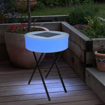 Globo LED Außen-Stehlampe, LED-Leuchtmittel fest verbaut, Farbwechsel, Gartentisch Solar Solartisch Lautsprecher Außen