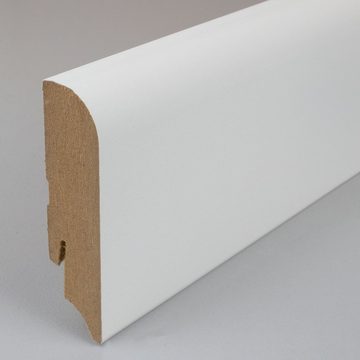PROVISTON Sockelleiste MDF, 19 x 70 x 2400 mm, Weiß, Fußleiste, MDF foliert