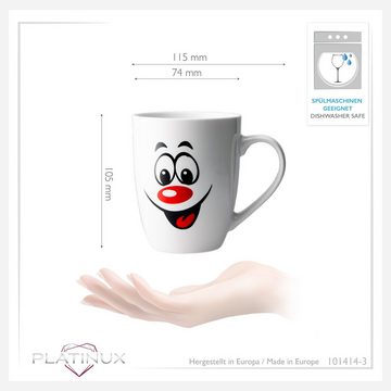 PLATINUX Tasse Lustige Gesichter Kaffeetassen, Keramik, Set mit Motiv Lustig Teetasse 250ml Kaffeebecher Teebecher Karneval