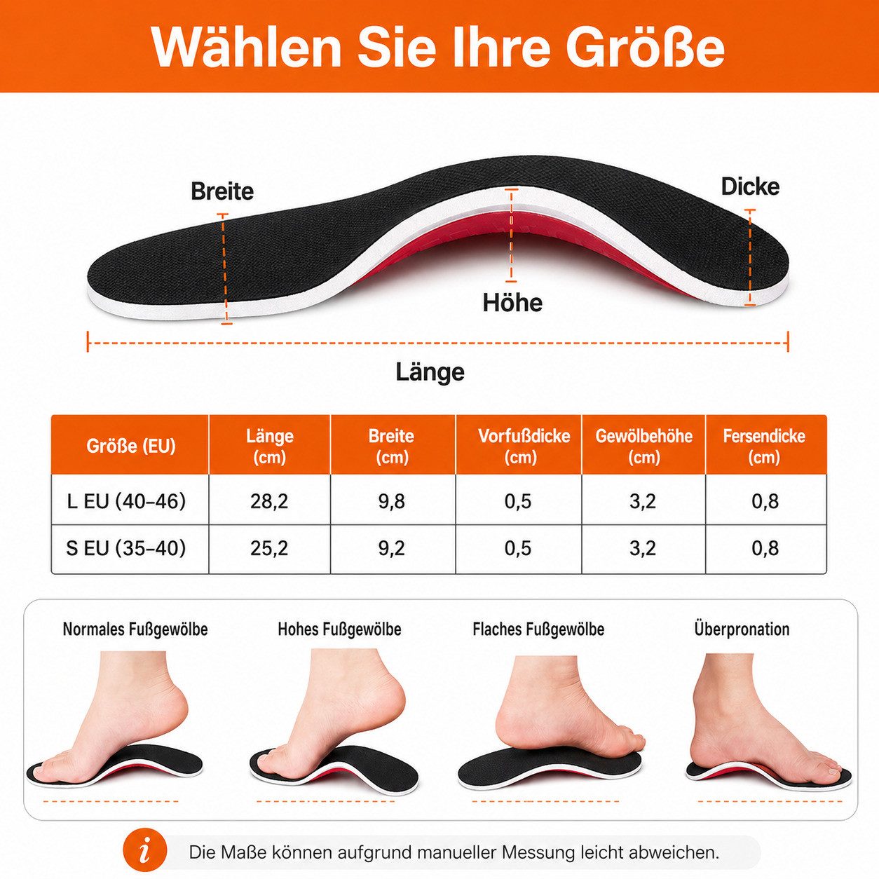 COOL-i ® Einlegesohlen Orthopädische 3D-Einlegesohlen, Für Alltag, Sport & Freizeit