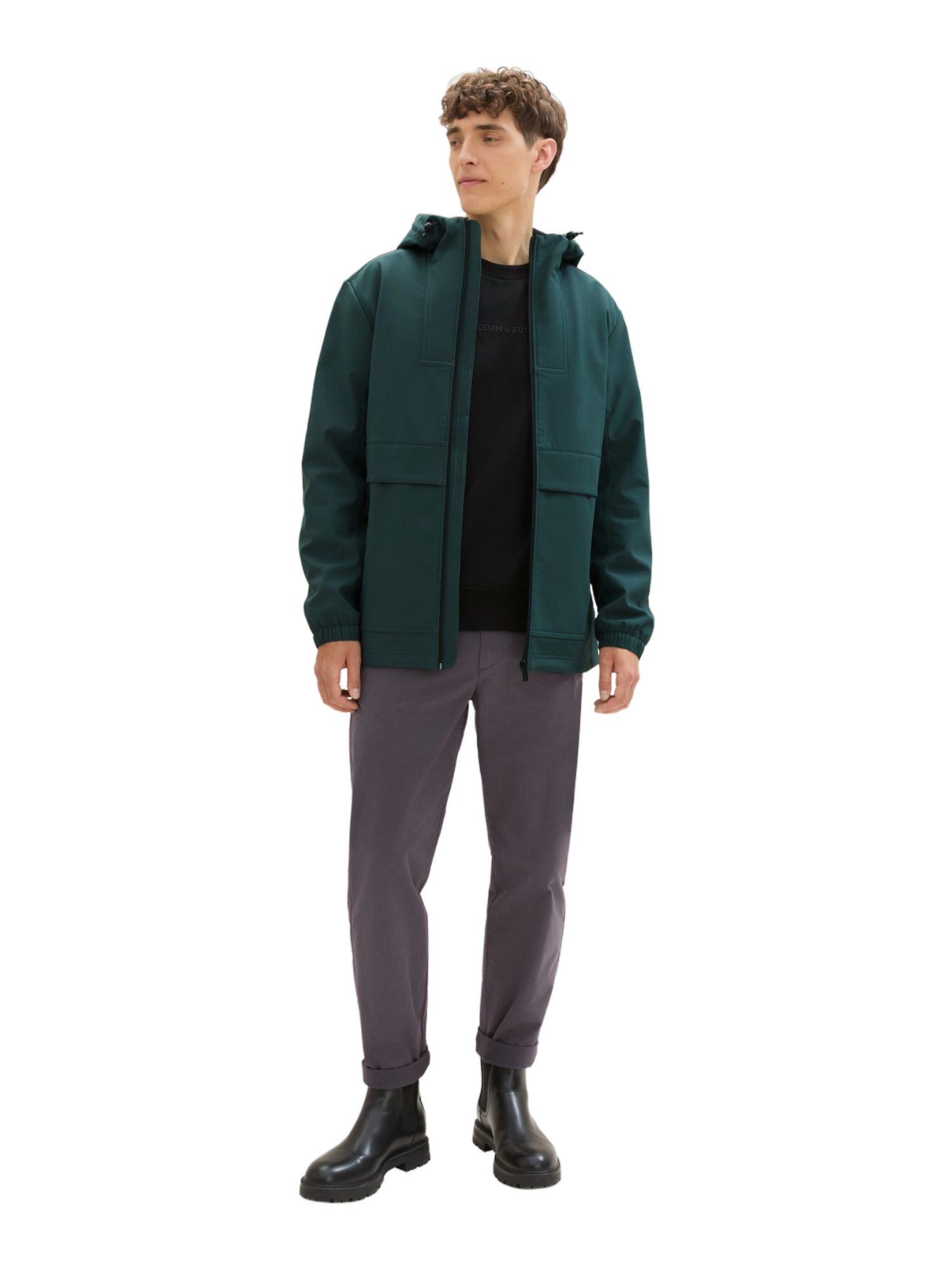 TOM TAILOR Denim Outdoorjacke O grün,Outdoor,Polyester,Unifarben,Stehkragen,Lang,Regular Fit