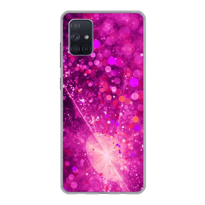 MuchoWow Handyhülle Violette Geometrie mit Licht Phone Case Handyhülle Samsung Galaxy A71 Silikon Schutzhülle