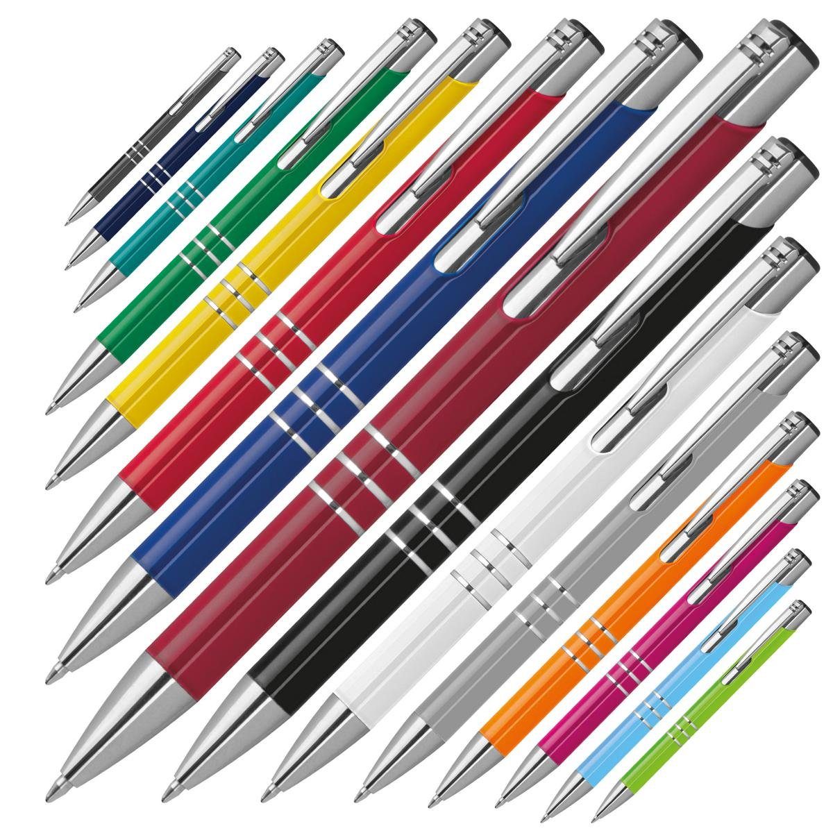 Macma Kugelschreiber 15 Kugelschreiber aus Metall / vollfarbig lackiert / 15 Farben (matt)