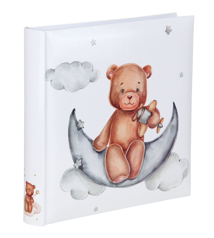 IDEAL TREND Fotoalbum Cat & Bears Fotoalbum 30x30 cm 100 weiße Seiten Baby Kinder Foto Album Bear & Moon