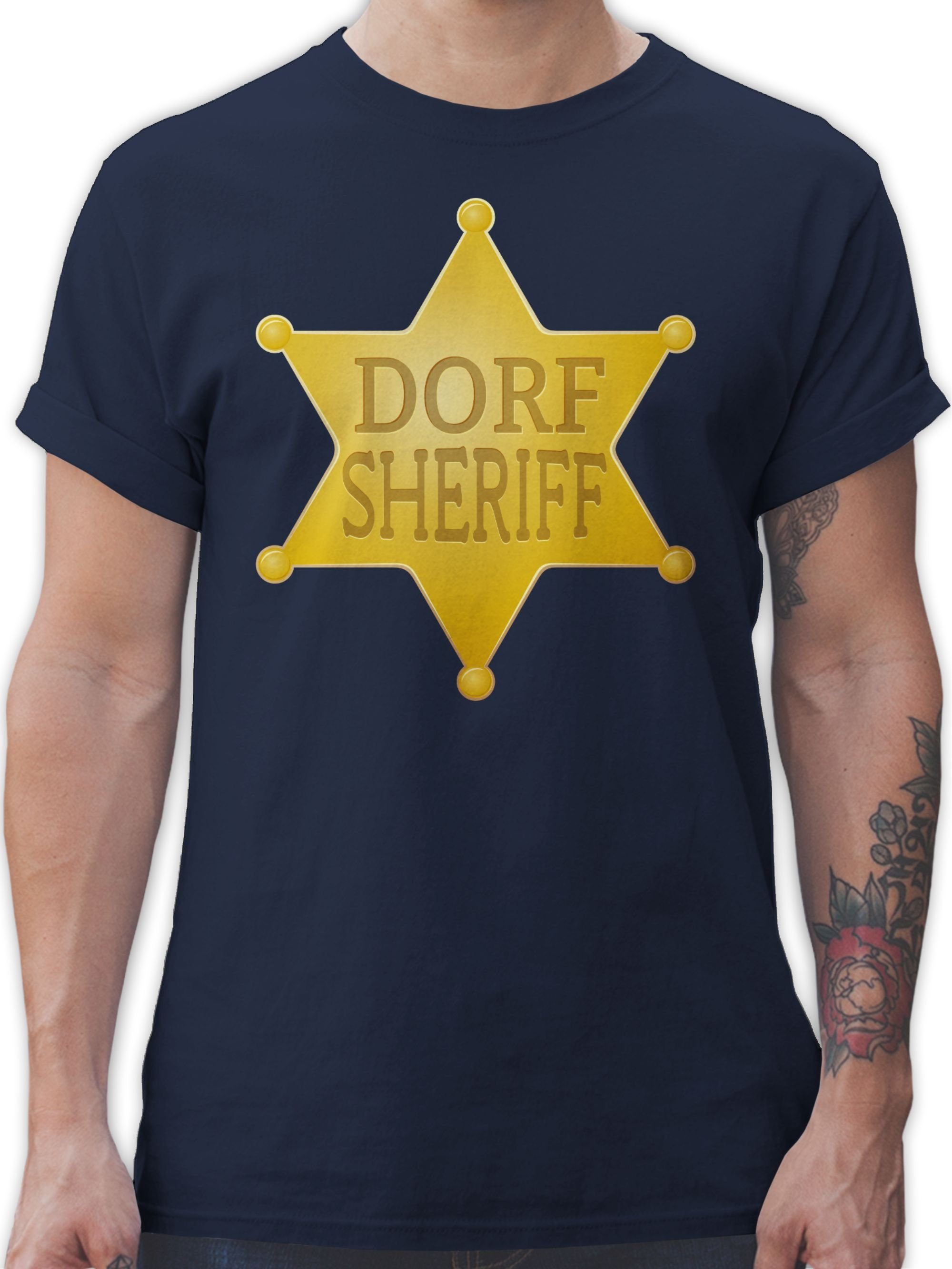 Shirtracer T-Shirt Dorf Sheriff goldener Stern Karneval Outfit 2 Navy Blau