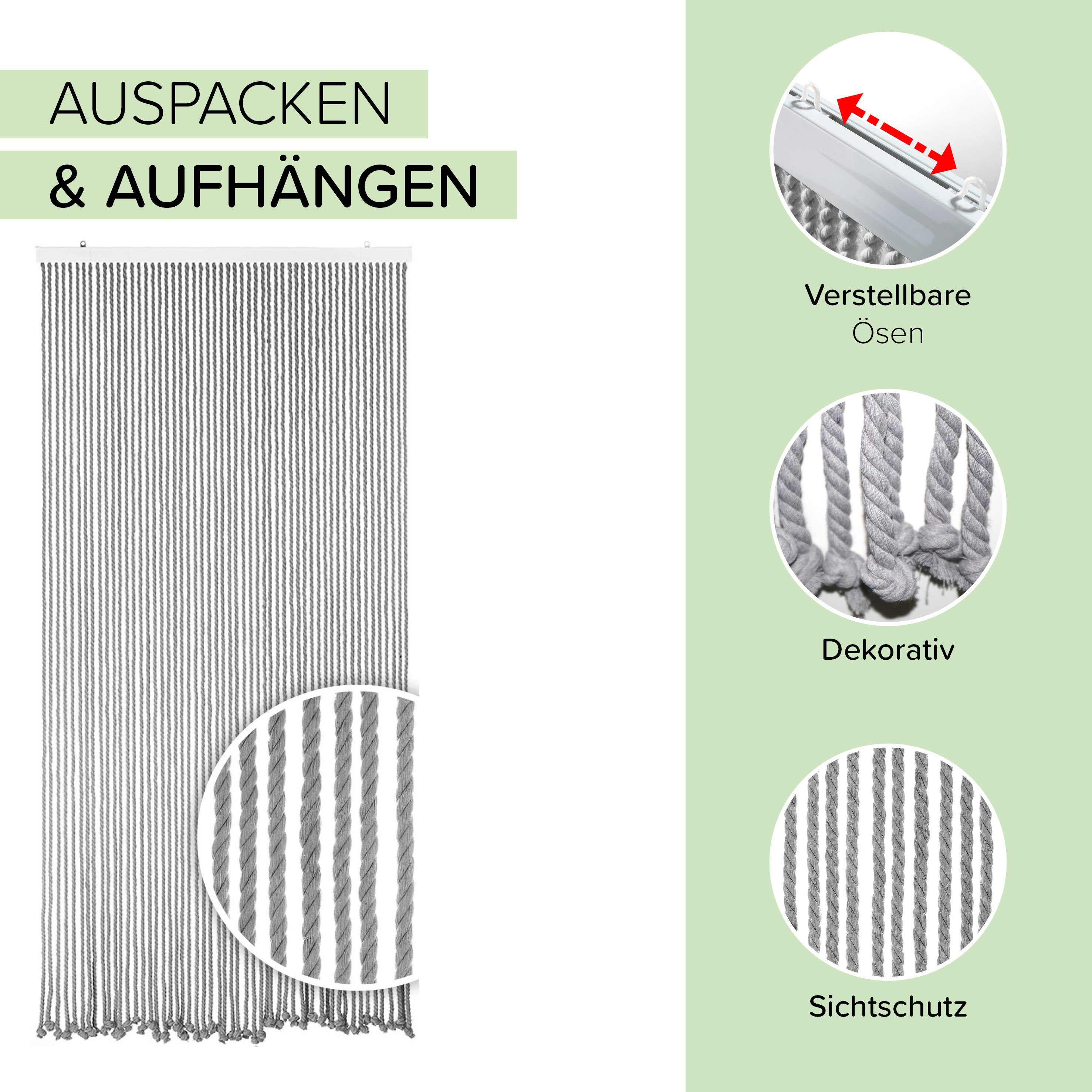 Kobolo Türvorhang Seilvorhang GREY 54 Stränge 90x200 cm (1 St), Ösen, trans günstig online kaufen