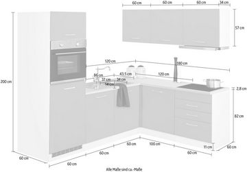 HELD MÖBEL Winkelküche Visby, mit E-Geräte, Winkel 240 x 180cm inkl. Kühlschrank u. Geschirrspüler