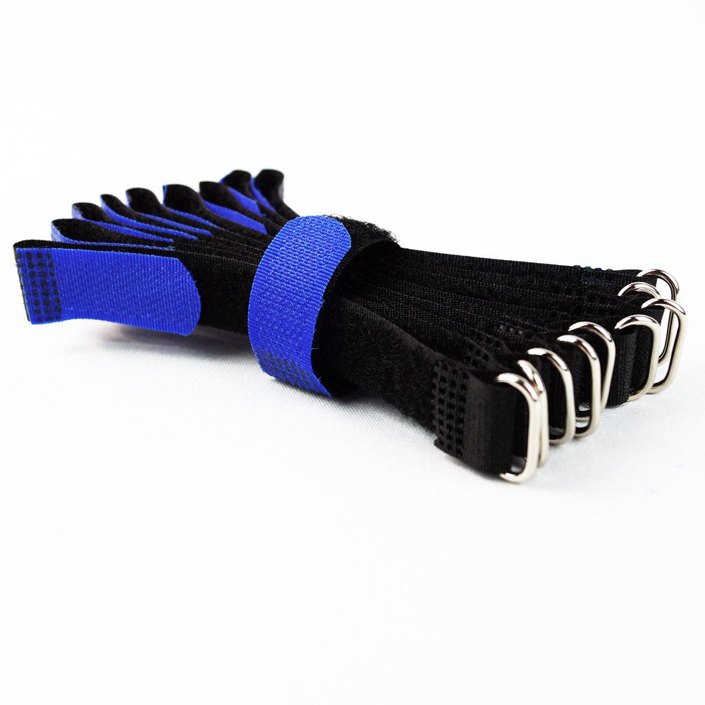 Goodymax Kabelbinder 10 Klettkabelbinder 15 cm blau Haken/Flausch auf GLEICHEN SEITEN wiederverwendar Klettband Klettverschluss Kabel Organizer