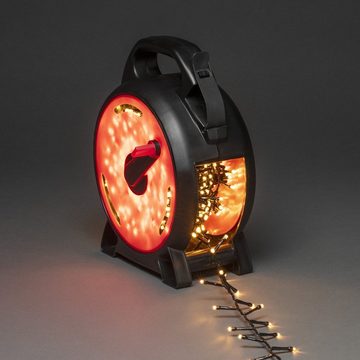KONSTSMIDE LED-Lichterkette Kabelaufroller 400 bernsteinfarbene LED 8,7m Außen Trafo