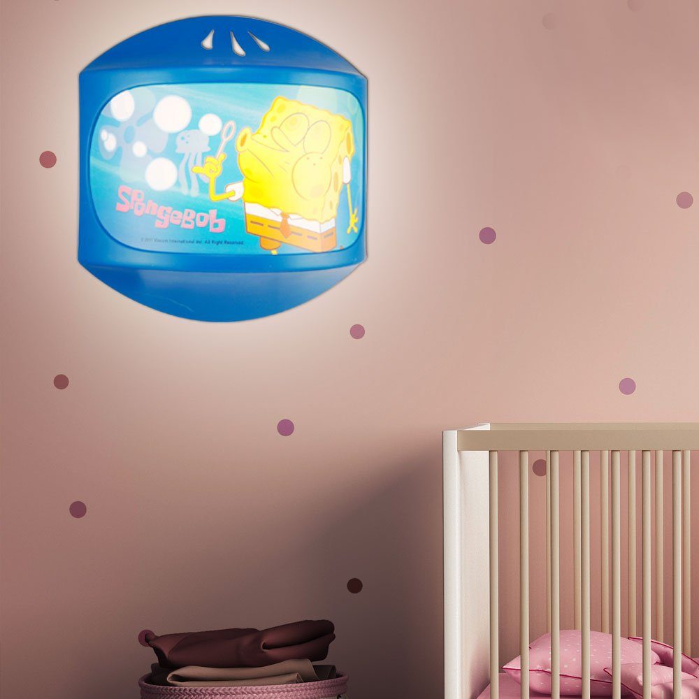 etc-shop Dekolicht, Leuchtmittel inklusive, Warmweiß, Kinder Zimmer Wand Leuchte Sponge Bob Lampe Schlaf Beleuchtung Mädchen