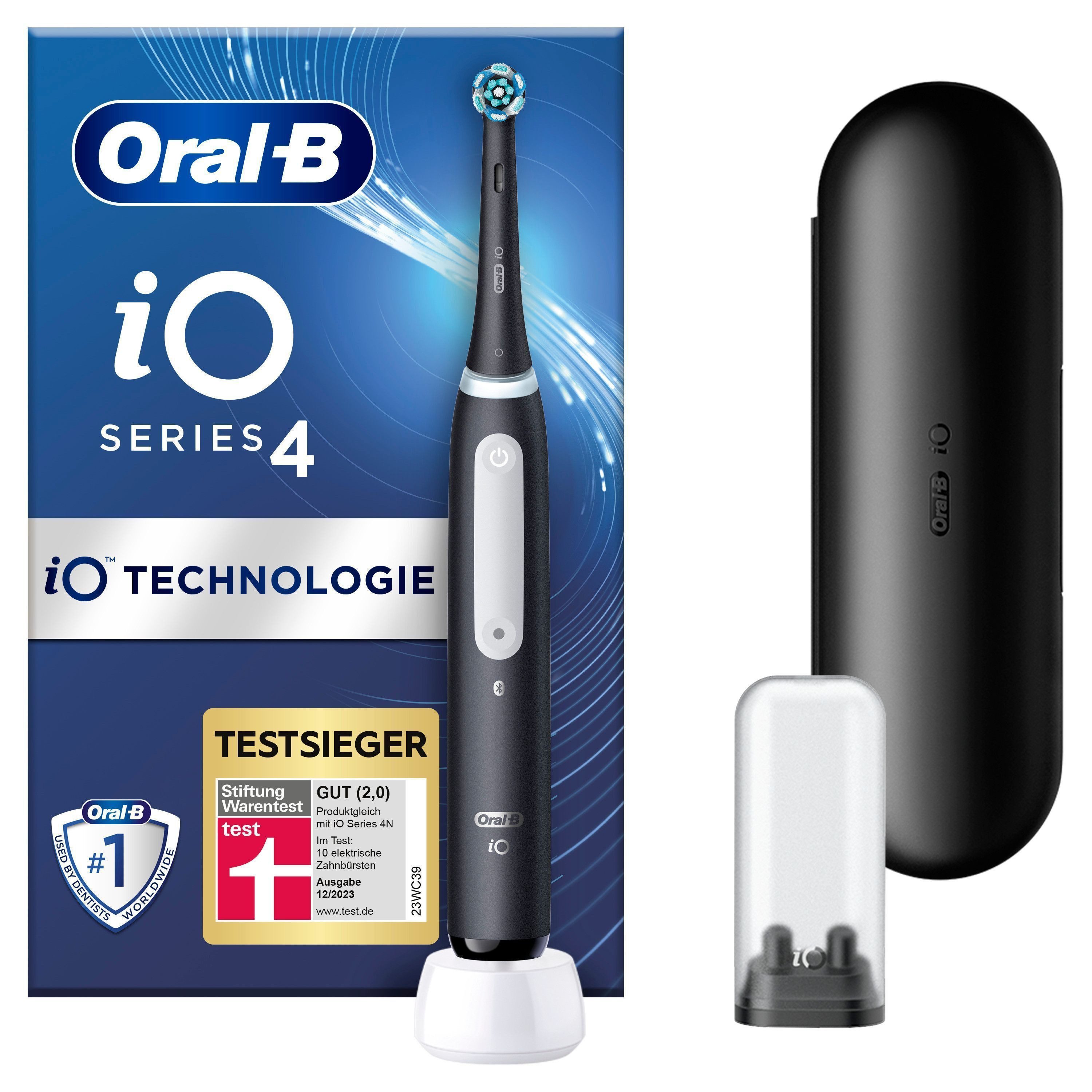 Oral-B Elektrische Zahnbürste iO 4, Aufsteckbürsten: 1 St., mit Magnet-Technologie, 4 Putzmodi, Reiseetui