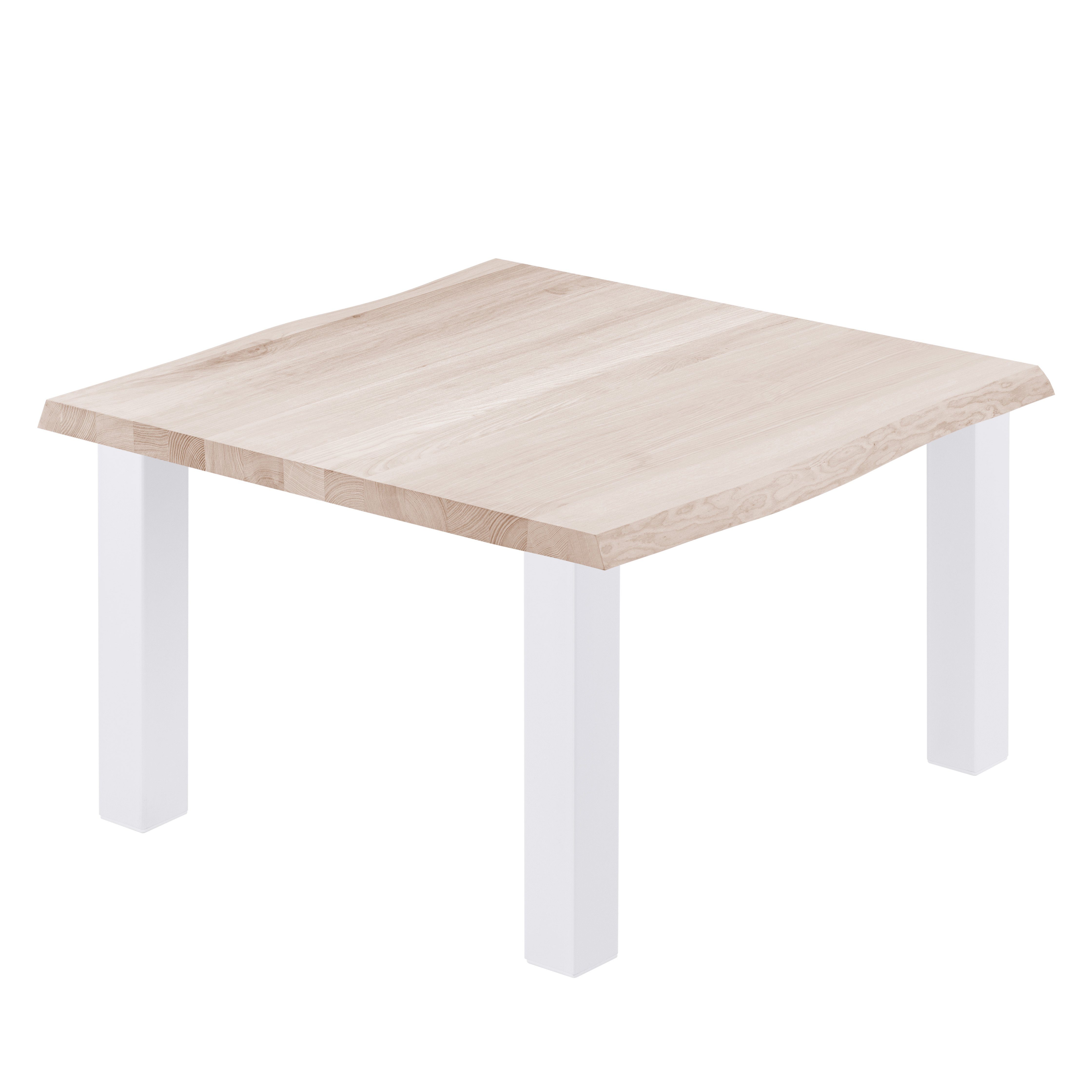 | Roh massiv LAMO Weiß Baumkante Baumkantentisch Tisch), Metallgestell inkl. Esstisch (1 Classic Massivholz Manufaktur