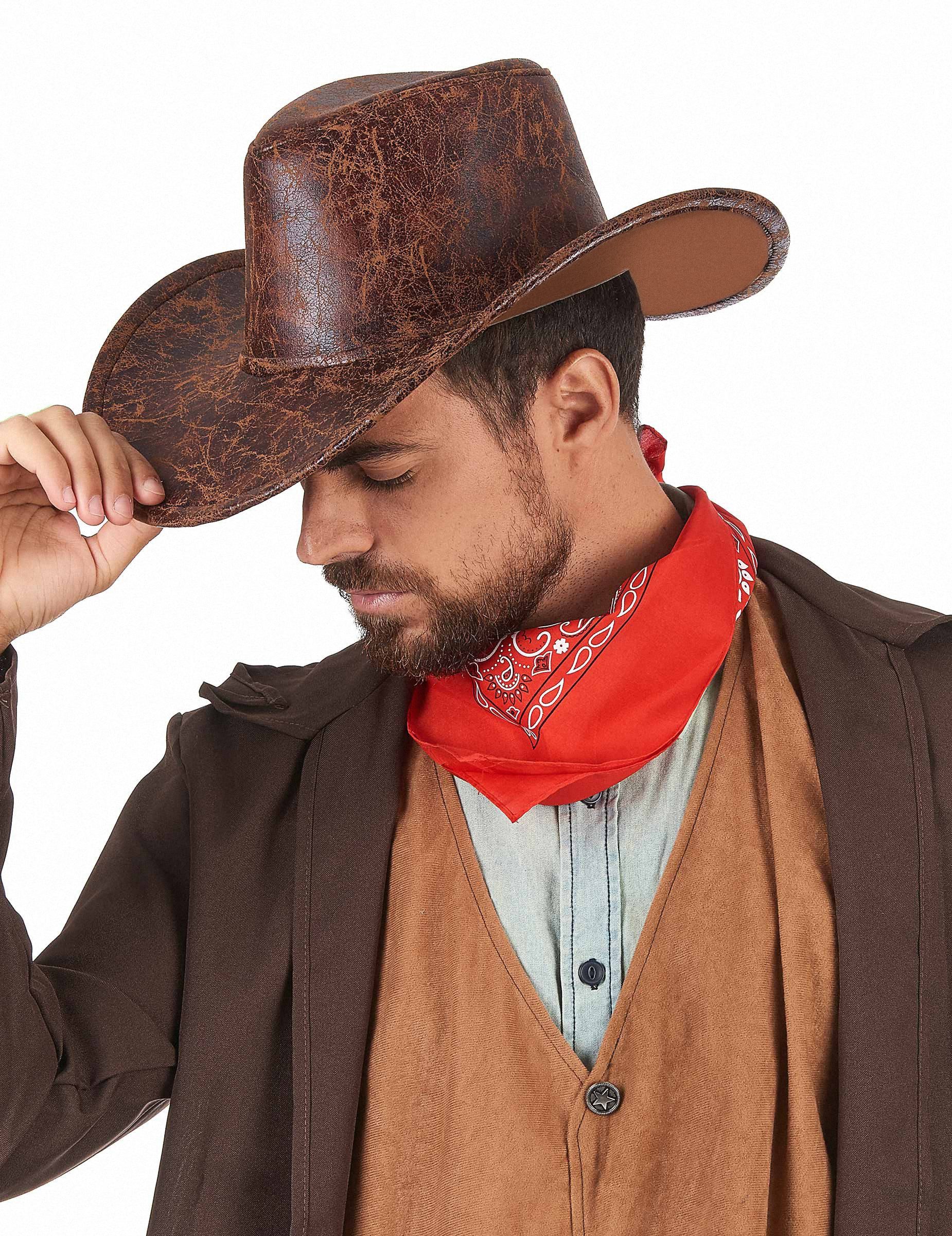 JADEO Kostüm Cowboyhut aus Kunstleder Kostüm-Accessoire braun