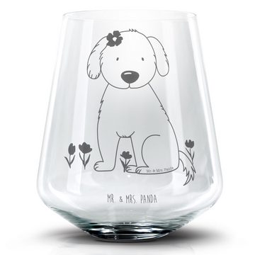 Mr. & Mrs. Panda Cocktailglas Hund Dame - Transparent - Geschenk, Hundebesitzer, Hundeliebe, Cockta, Premium Glas, Laser-Gravierte Motive