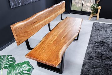 riess-ambiente Sitzbank MAMMUT 160cm honigfarben (natur) / schwarz (Einzelartikel, 1-St), Massivholz · Baumkante · mit Lehne · Metall-Kufen · Industrial Design