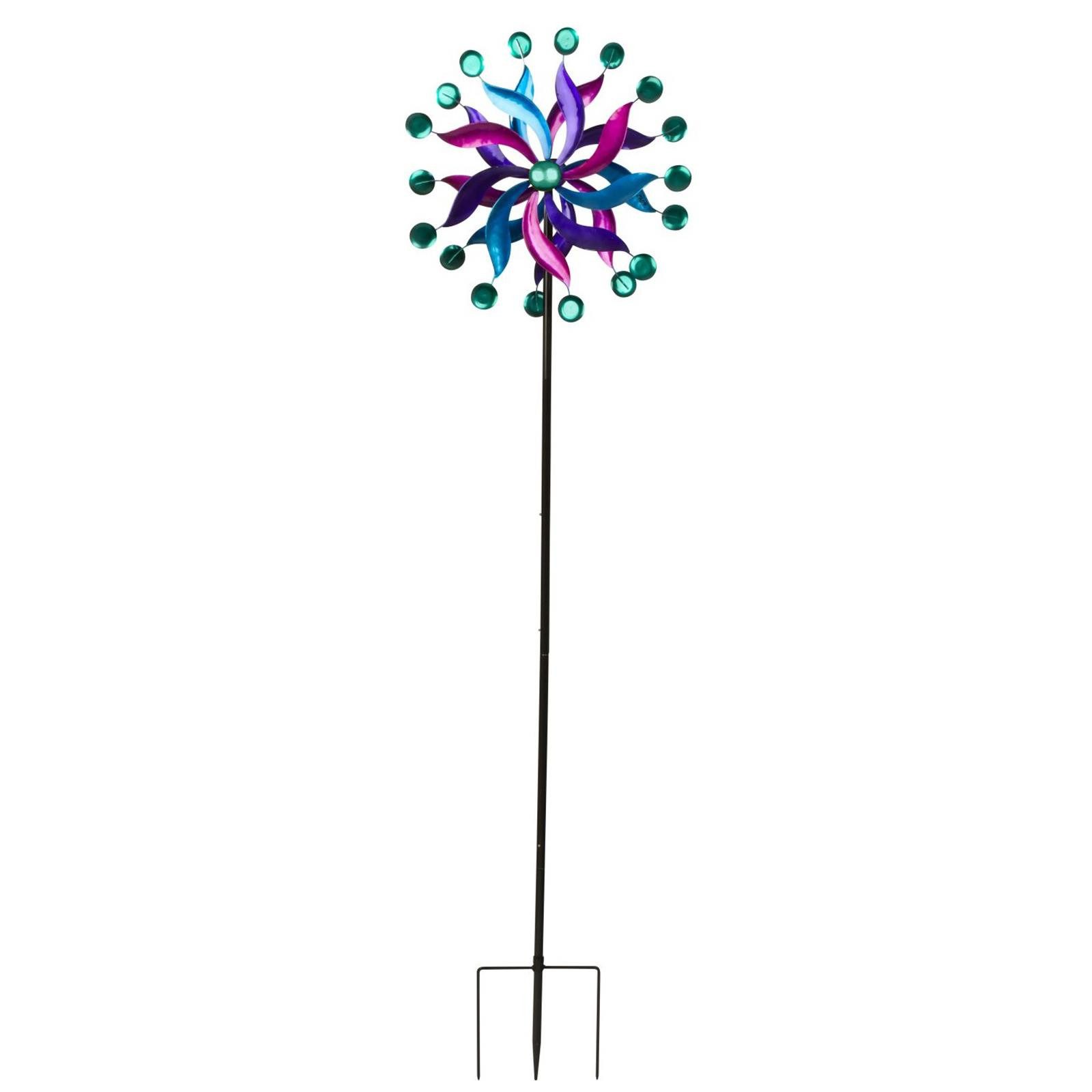 Geschenkestadl Deko-Windrad Metall-Windrad bunt für Garten, Terrasse und Balkon mit Erdspieß 182cm (Set), dekoratives Windrad incl. Erdspieß