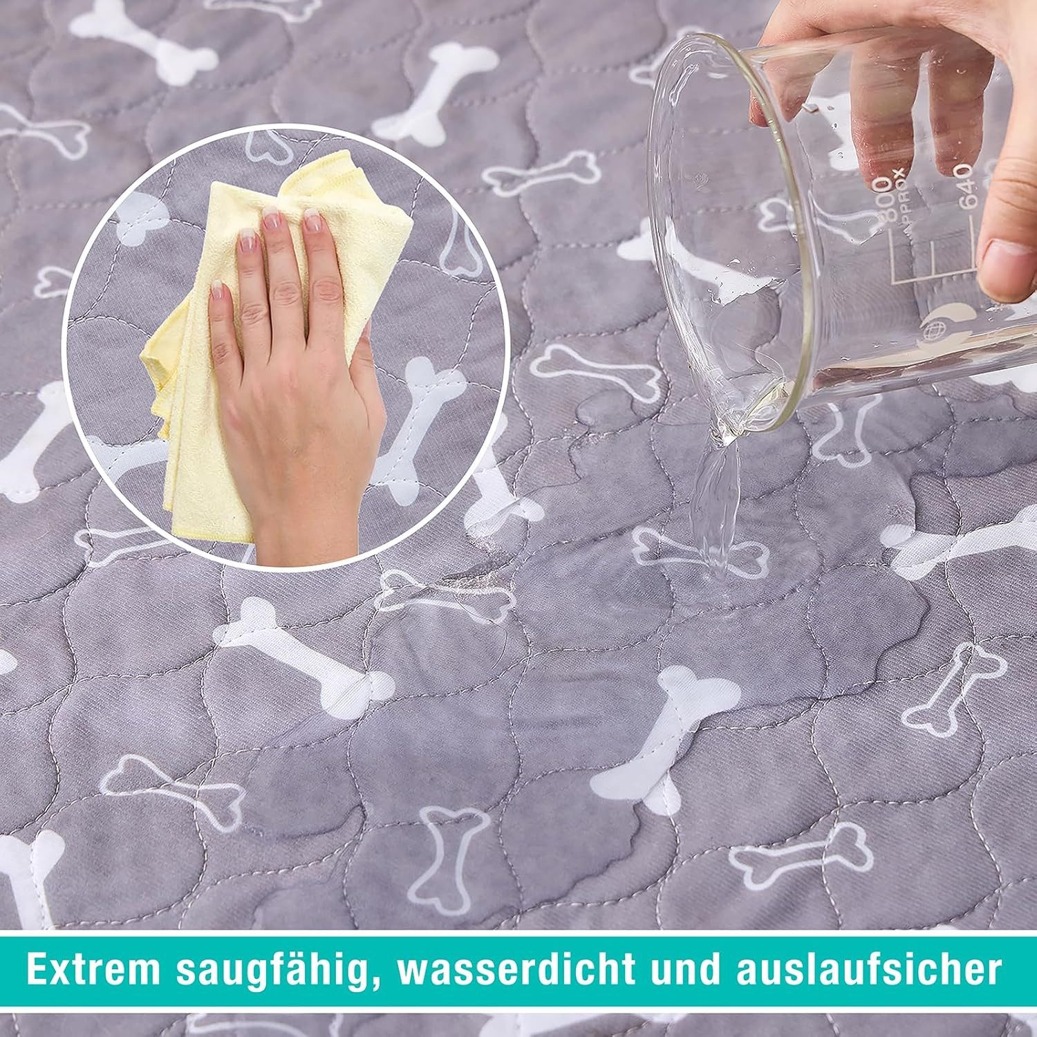 Pisi & Bili Hundematte Welpen Unterlagen, 2er Urinunterlage für Hunde - Katzen, Trainingspad, Polyester, wasserdicht, wiederverwendbar – Bild 5 von 5