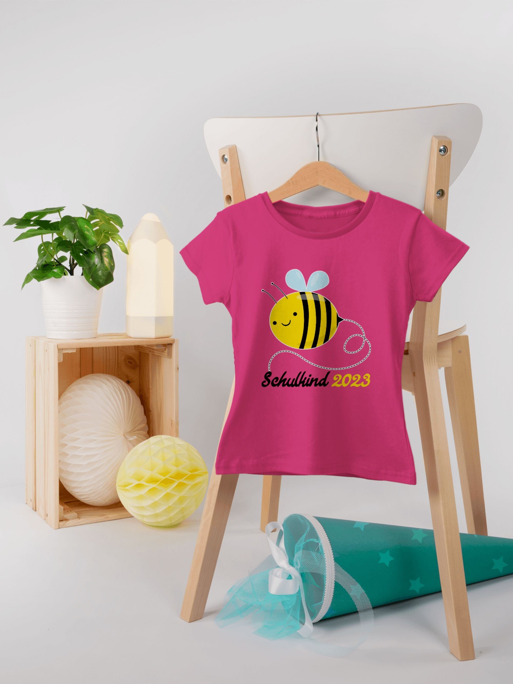 Shirtracer T-Shirt Biene Einschulung Fuchsia Mädchen 2023 Schulkind 1