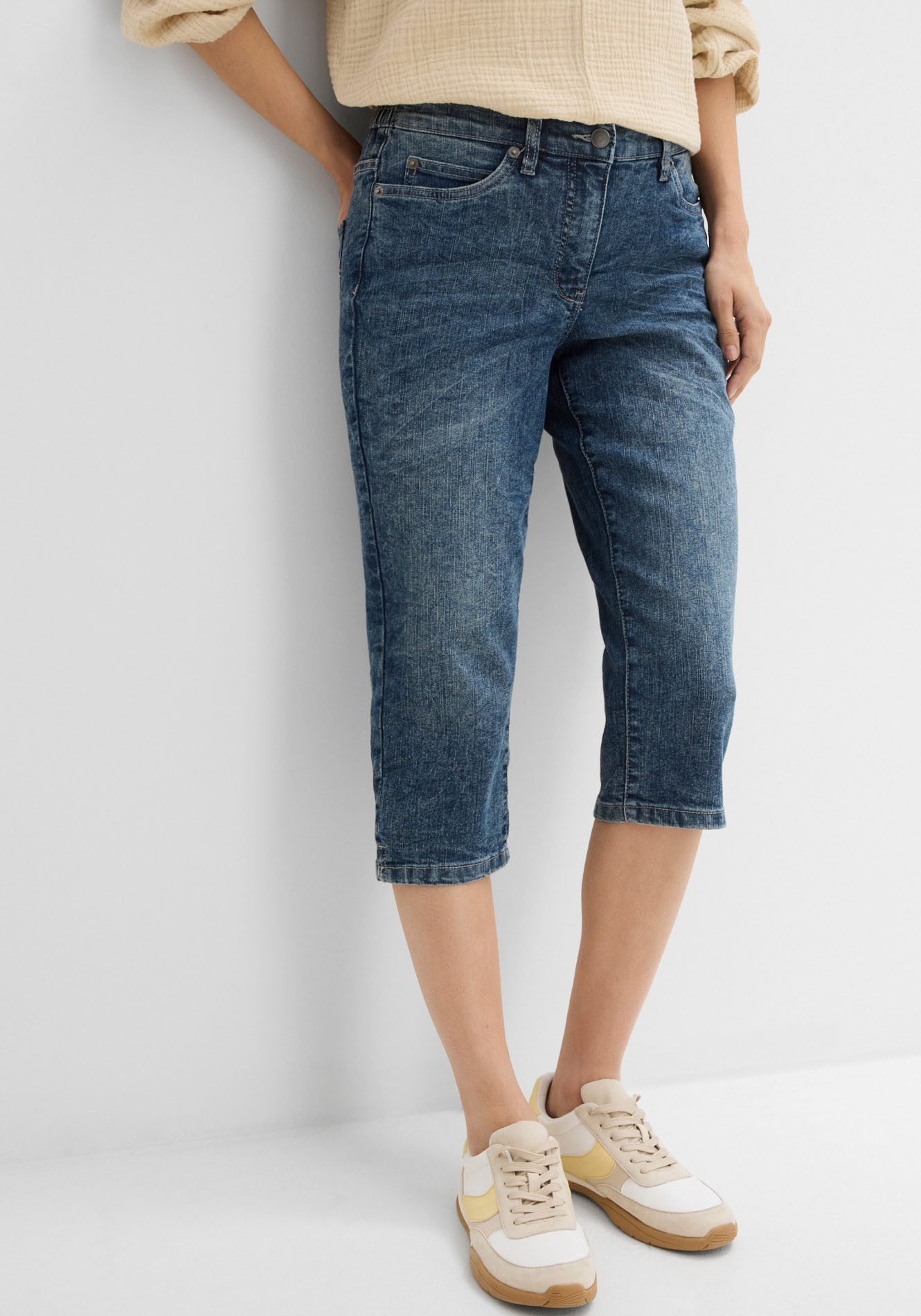 bonprix Caprijeans (1-tlg) figurformende Passform, Regular Fit, mit Komfort-Stretch