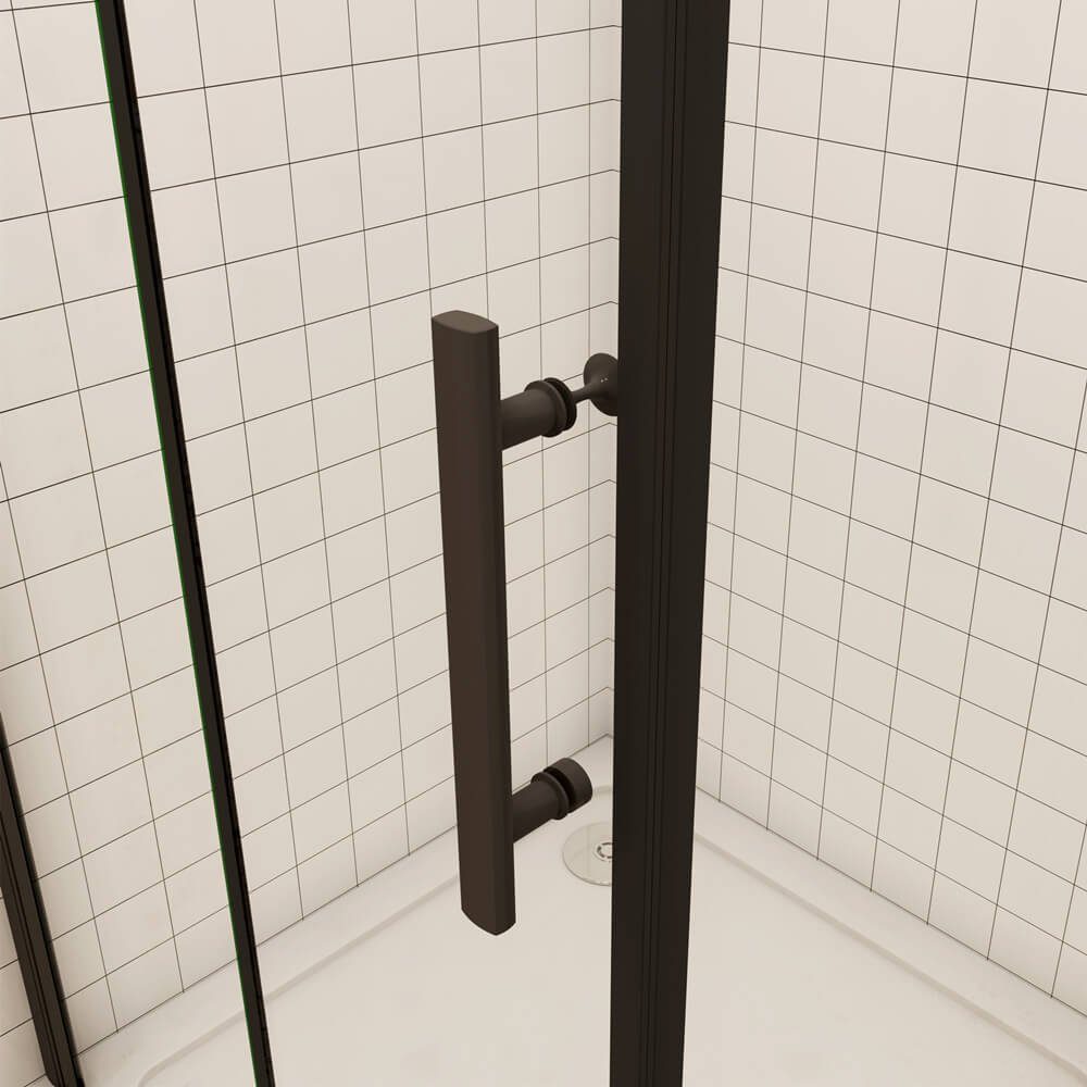 Duschspa Complete Shower Enclosure 195cm Black U-Shape Shower Enclosure Shower Door Folding Door Hinged Door, WxD: 120x90 cm, Single Tempered Safety Glass, Safety Glass, Set, Suitable for Floor-Level Installation