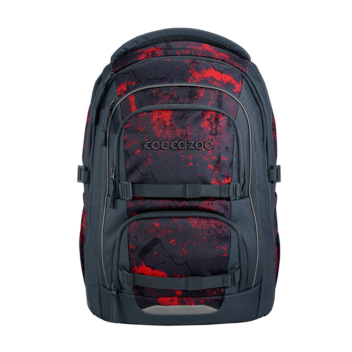coocazoo Schulranzen Schulrucksack-Set PORTER, Broken Black 2-teilig (2-teilig), ergonomisch, Körpergröße: 135 - 180 cm, Easy-Grow-System