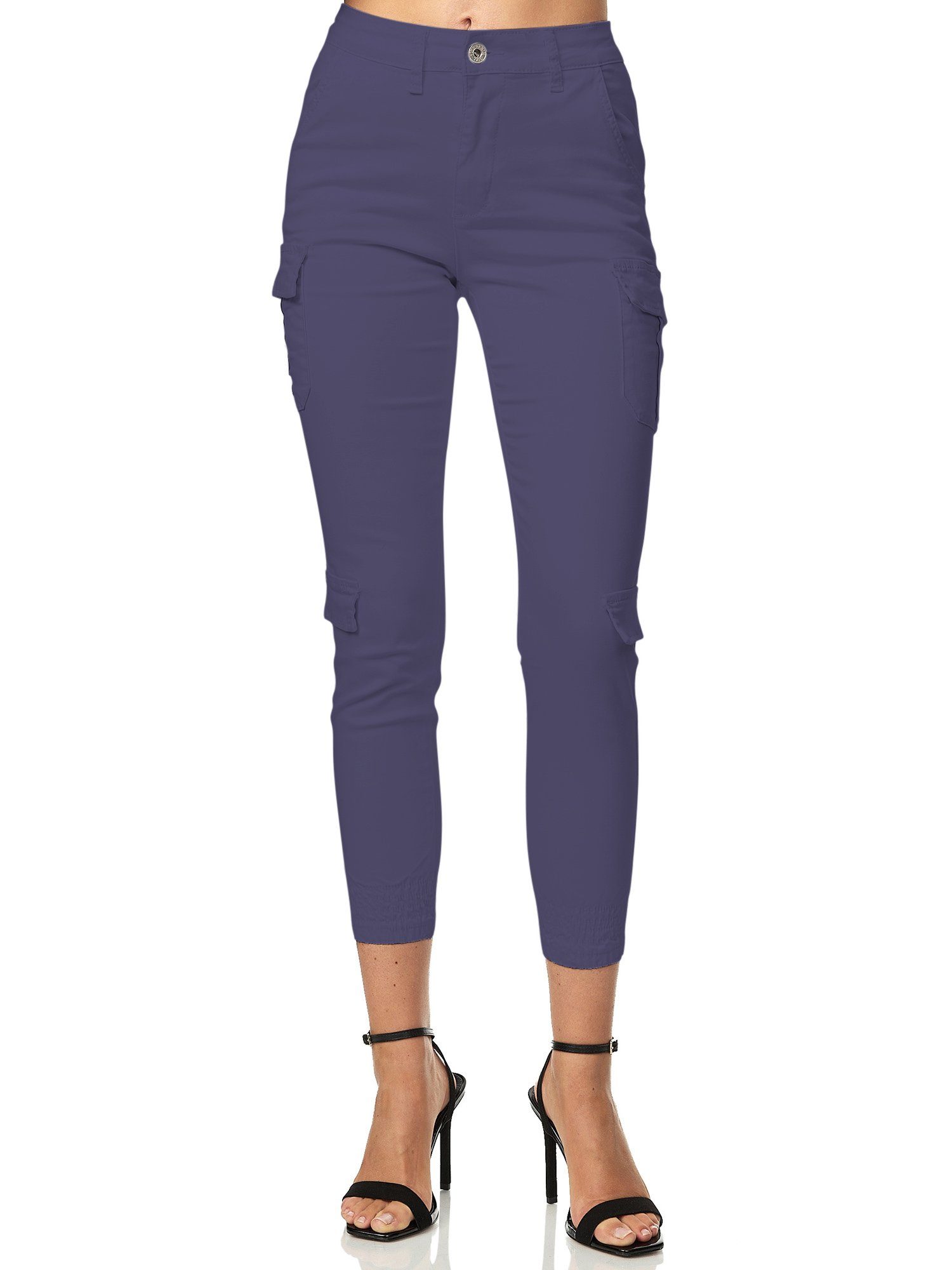 Elara Cargohose Elara Damen Cargo Hose Slim Fit Denim (1-tlg)