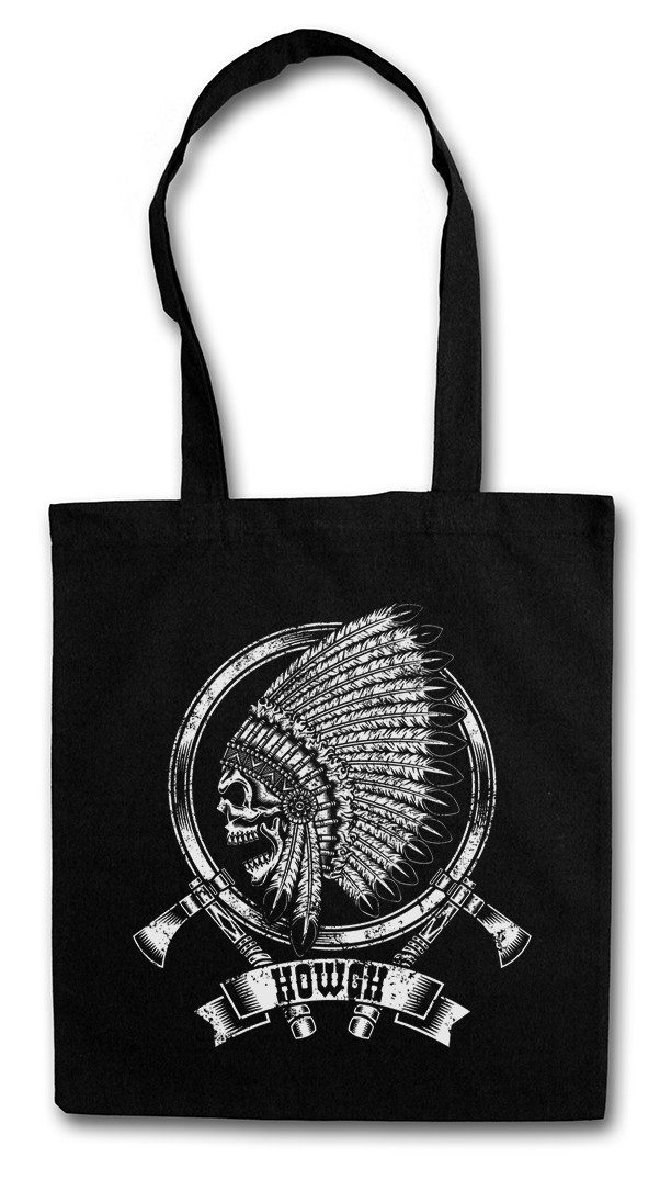 Beuteltasche Dead Indian Skull Chief Stofftasche Ureinwohner Federschmuck