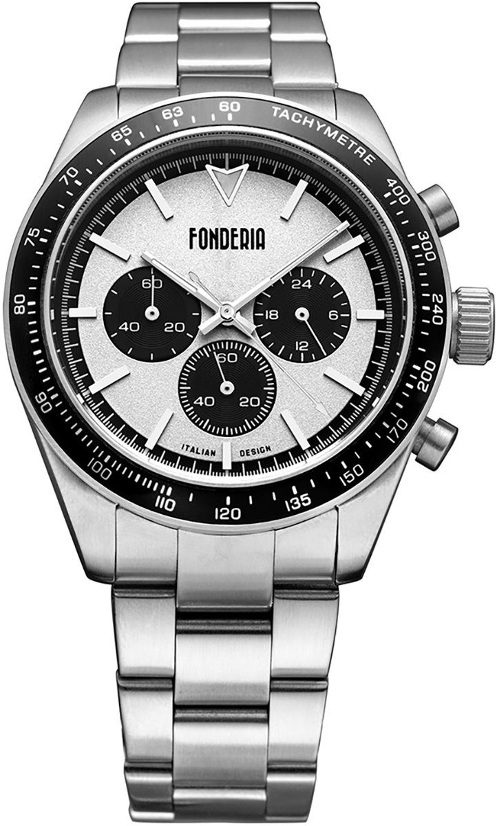 Fonderia Quarzuhr Fonderia Herren Uhr P-0A011USN, Herren Armbanduhr rund, silber, weiß, schwarz