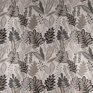 SCHÖNER LEBEN. Stoff Dekostoff Jacquard Metallic Botanic Arty Blätter silber grau 1,4m