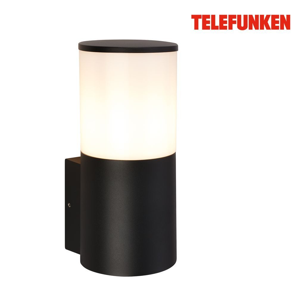 Telefunken Außen-Wandleuchte 322505TF, ohne Leuchtmittel, 2700K - Extra-Warmweiß, Wandleuchte Aussen 9,4x21,9x12,6 cm Schwarz max.15W E27 Hauswand