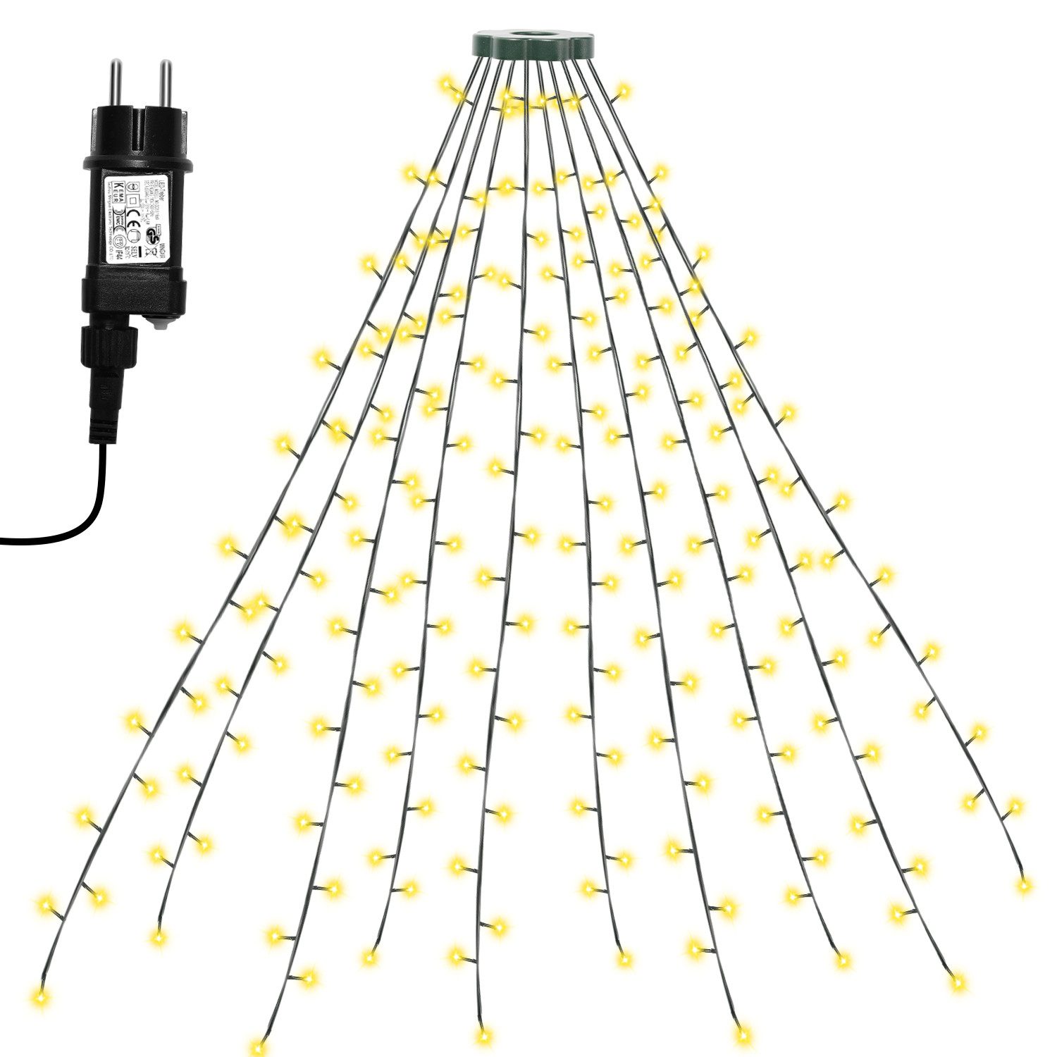 Clanmacy LED-Lichterkette 280 LED Lichterkette Partybeleuchtung Außen 2.8m Weihnachtsbaum