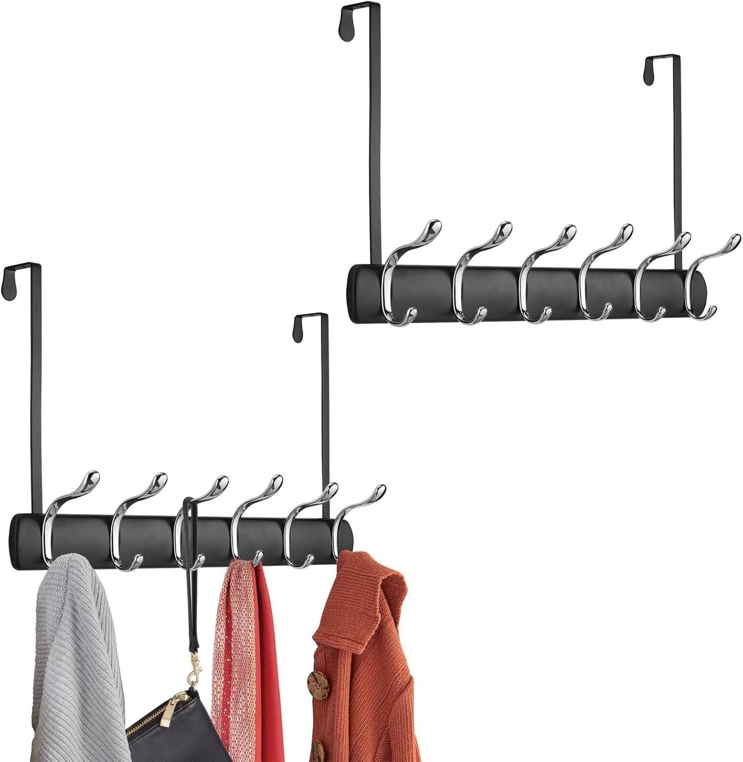 mDesign Aufbewahrungssystem mDesign Türgarderobe Gerdarobenhaken Flurgarderobe 2er Set Metall Sc