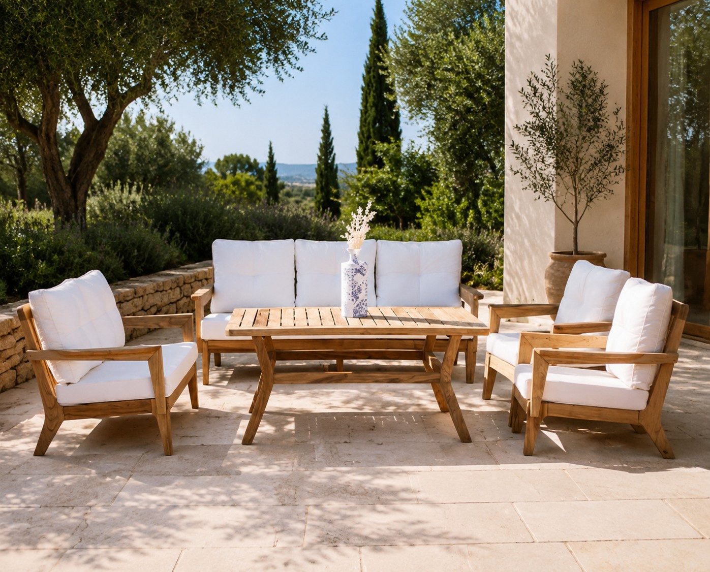 Xlmoebel Gartenlounge-Set Moderne Gartenlounge mit 3-Sitzer Sofa, 2-Sitzer und Couchtisch, (1-tlg), Made in Europa