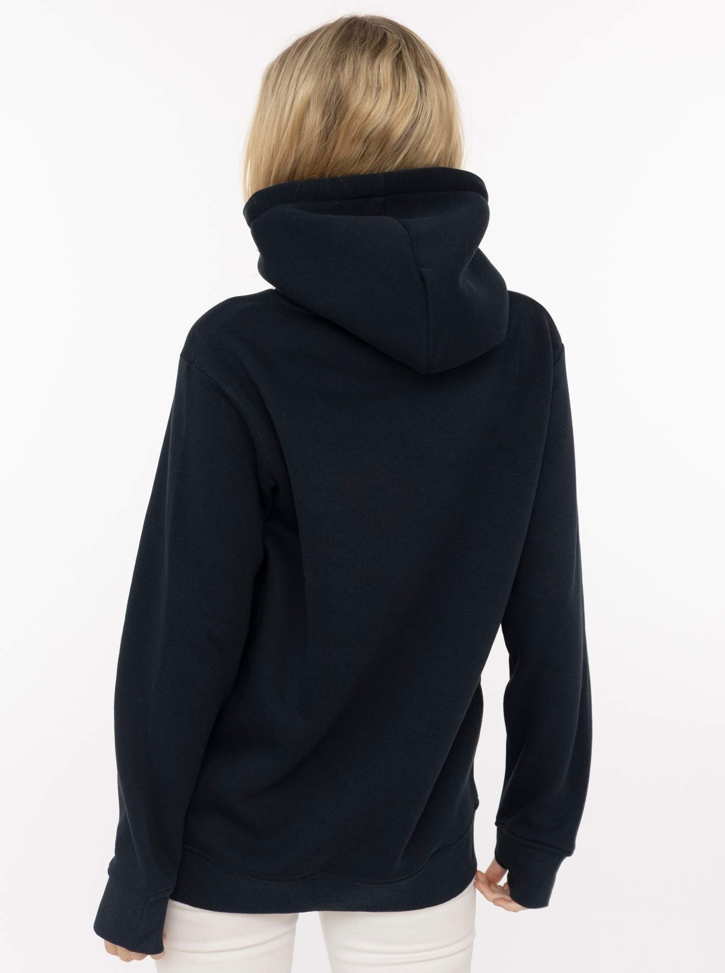 Zwillingsherz Hoodie "Beach Club" Muschel-Motiv, Kapuze mit bunter Kordel, Kängurutasche