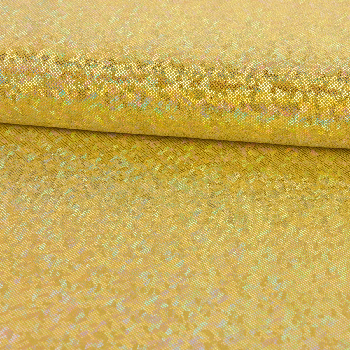 SCHÖNER LEBEN. Stoff Jerseystoff Meterware Stretch Glitzer holografisch uni gold 1,5m, mit Metallic-Effekt