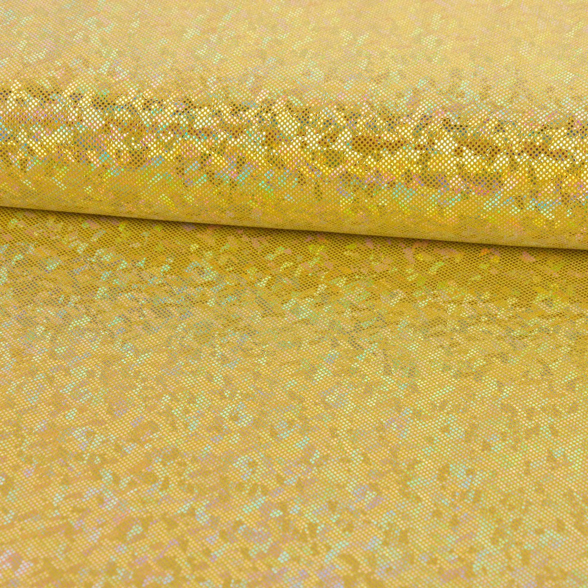 SCHÖNER LEBEN. Stoff Jerseystoff Stretch Jersey Glitzer holografisch uni  gold 1,5m Breite, mit Metallic-Effekt