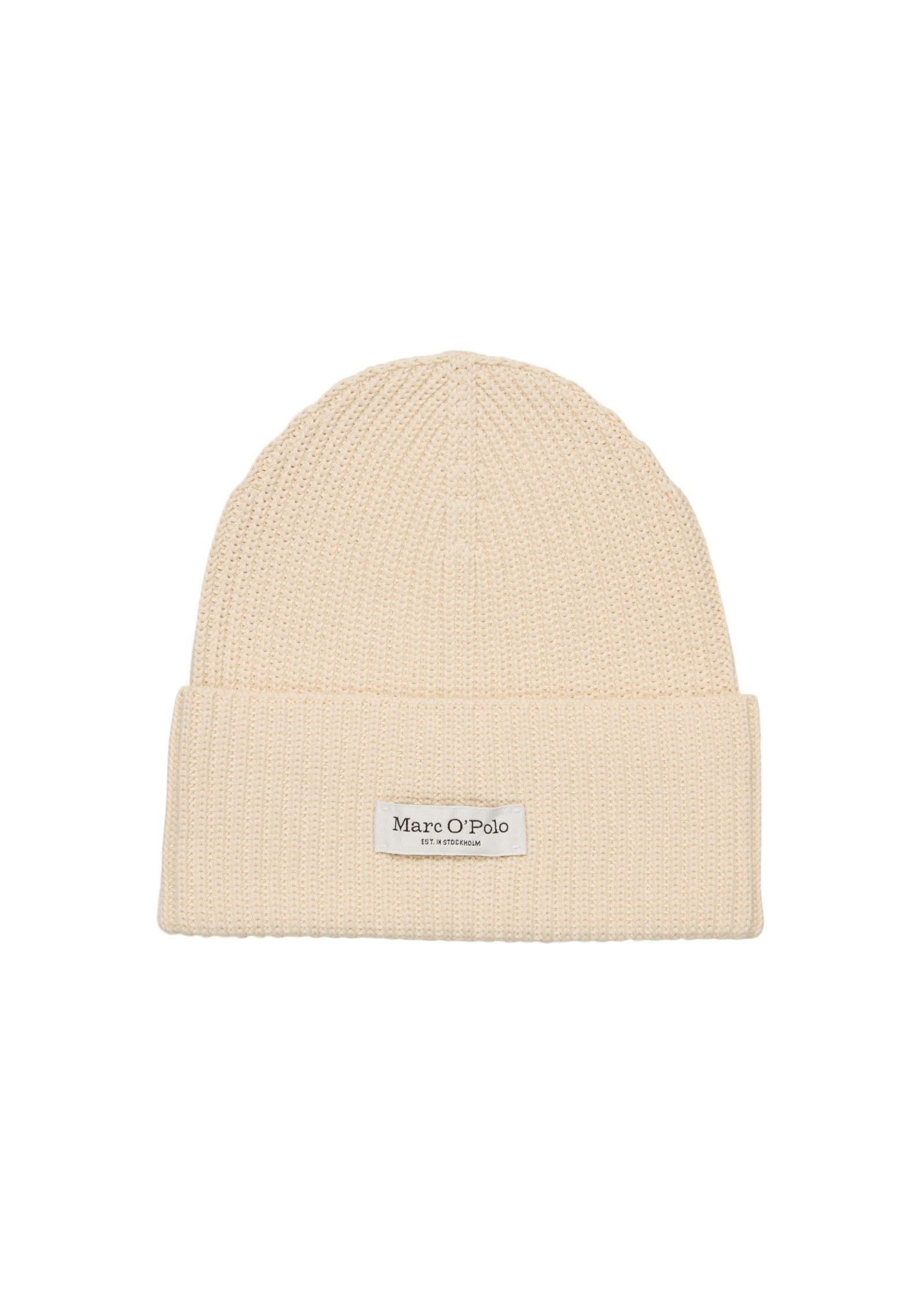 Marc O'Polo Beanie breiter Umschlag, Markenlabel, Rippstrick günstig online kaufen