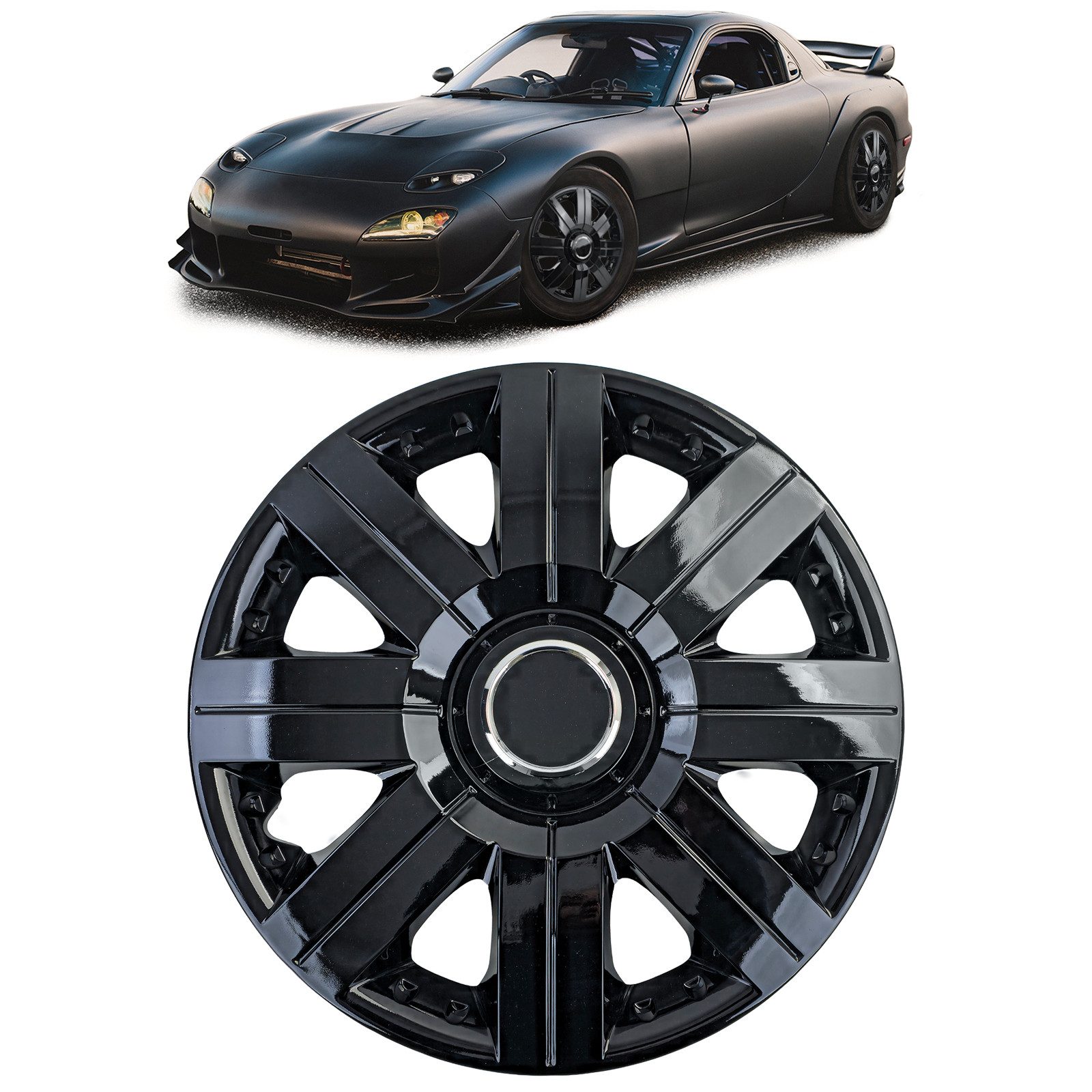 Tenzo-R Radkappen II 16 Zoll Schwarz Glanz 4er Set Radzierblenden Stahlfelgen