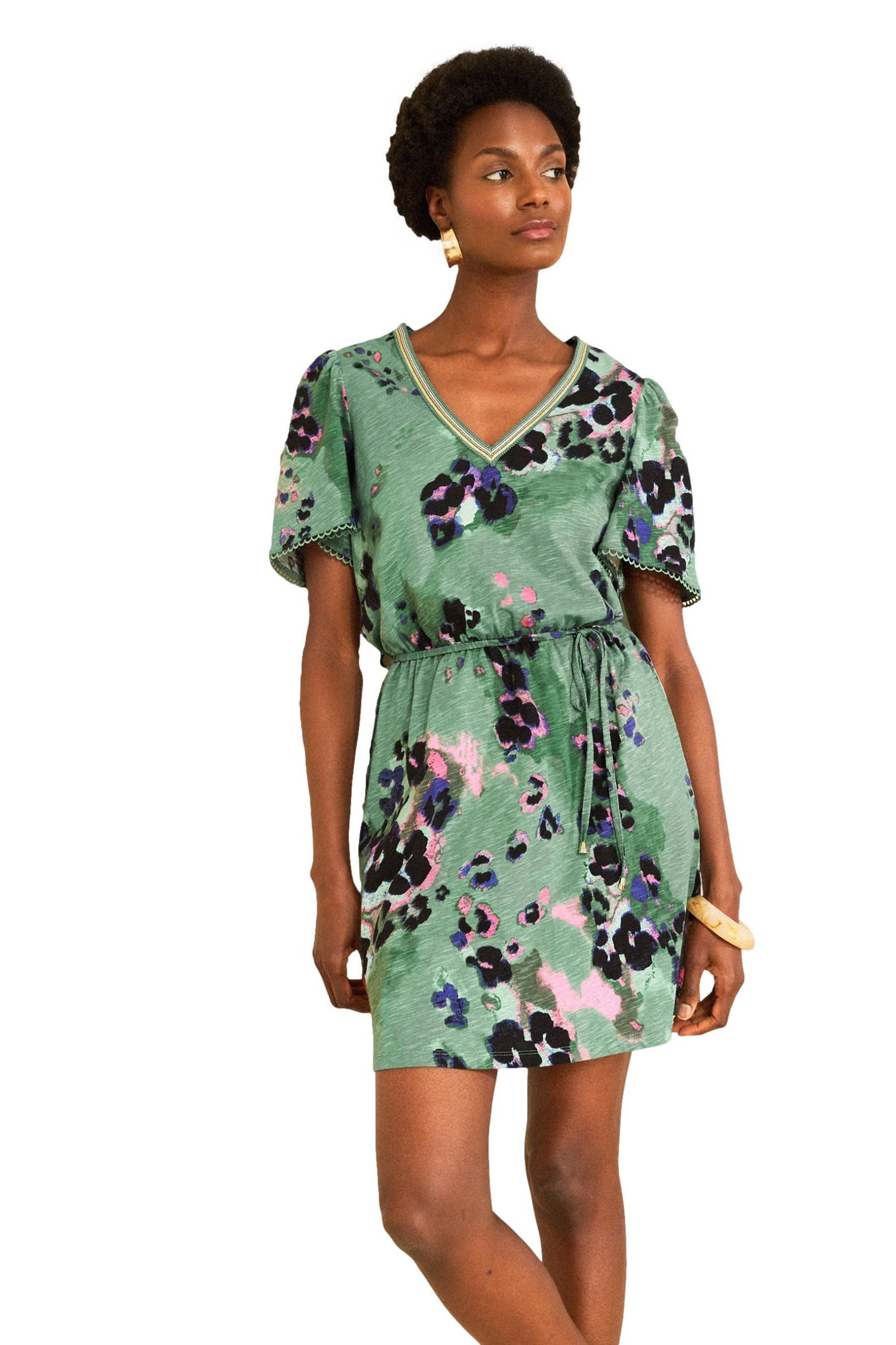 Minikleid Love & Roses Minikleid mit V-Ausschnitt