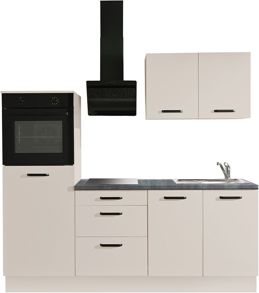 wiho Küchen Küchenzeile Compact: Kleines Format, große Ausstattung, optional mit E-Geräten, Variante ohne Kühlschrank, Breite 210 cm