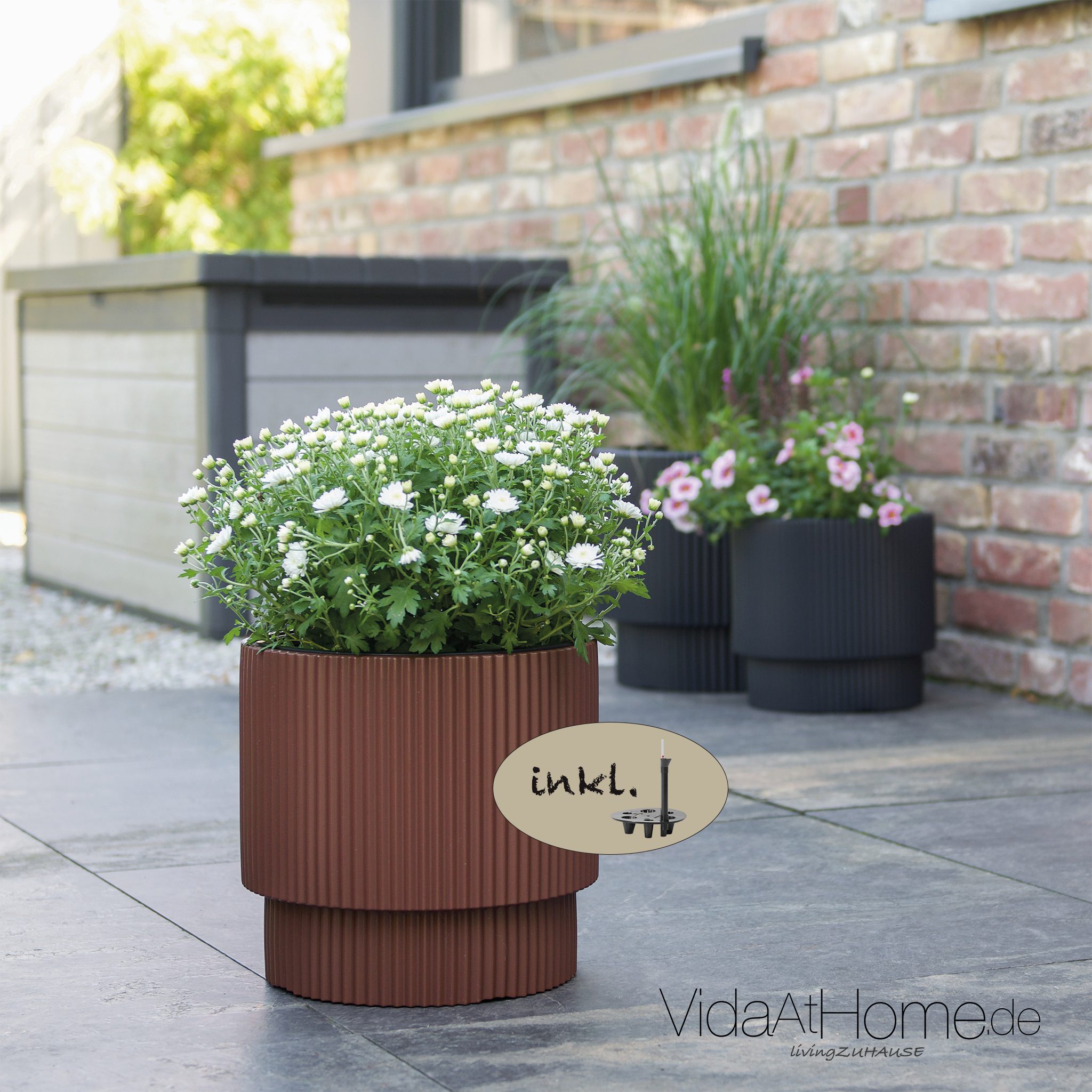 VidaAtHome.de Pflanzkübel Design-Pflanzgefäß IVY ø 30er mit Bewässerungseinsatz