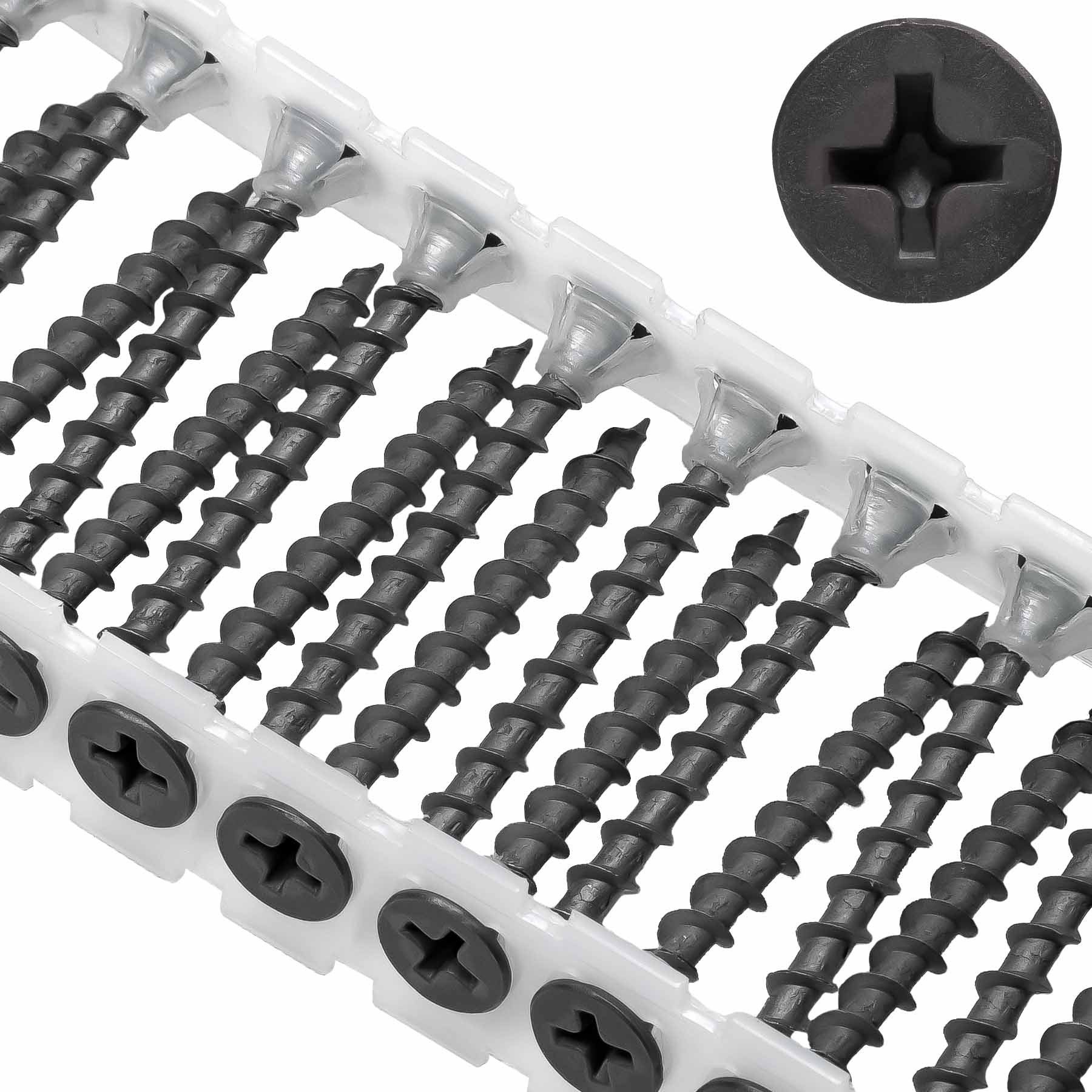 SCREWREBEL Schnellbauschraube Schnellbauschraube mit Grobgewinde, magaziniert, PH2, phosphatiert, (1000 St), für Holzunterkonstruktion,für Magazinschrauber,schnelle Verarbeitung
